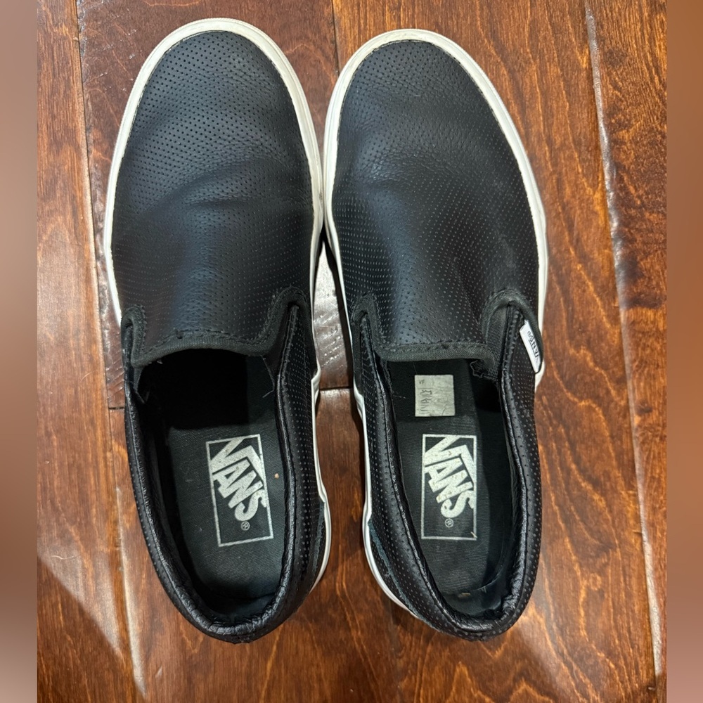 Vans Black Slip-On Sneakers Classic Leather